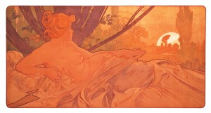 Naked woman watching the sun